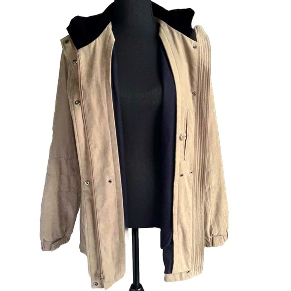 ST. JOHNS BAY Tan Hooded Outdoor Jacket Oversized Fit Mid-length Parka Sz Small - Picture 6 of 16